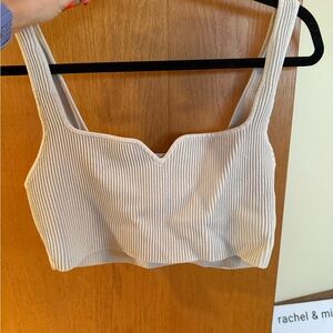 Cream Ribbed Crop Top